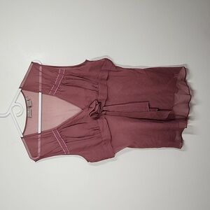 Spiegel 100% Silk Deep Mauve Rossette sheer Tank Top Y2K coquette girl womens 18